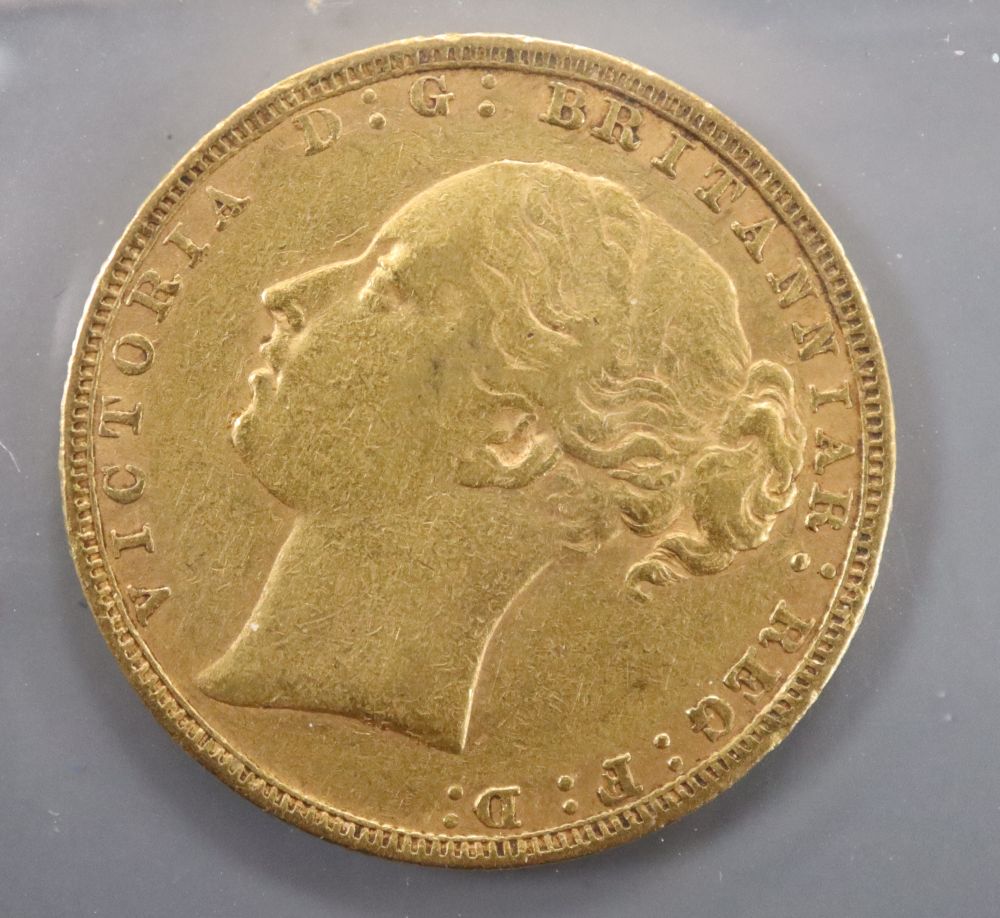 A Victoria gold sovereign, 1880, AVF.